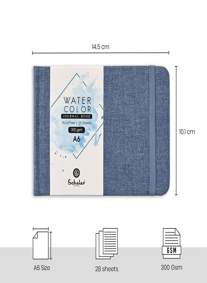 Scholar Watercolour Journal - 300 GSM Thick Artist Paper | Watercolor Sketchbook for Watercolour, Ink & Mixed Media | Durable Bound Art Journal for Painting, Sketching & Travel Art (A6) (Blue) - Image 2
